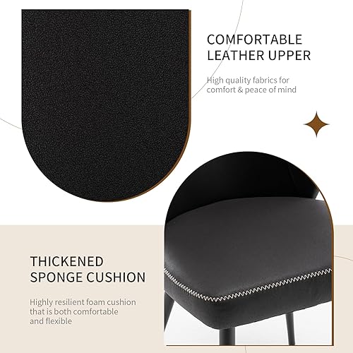 Miniatura 4 de Juego de 2 sillas de comedor tapizadas, modernas sillas de cocina con respaldo curvo, sillas de comedor de piel sintética para restaurante, cocina,