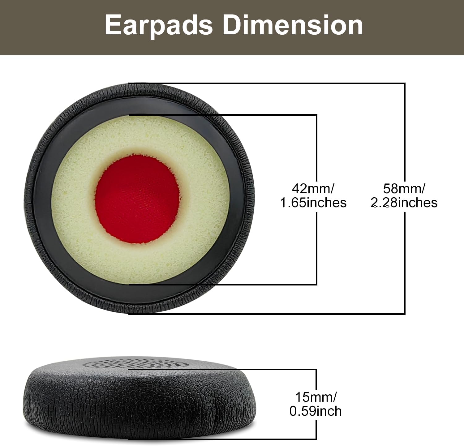 Jabra Replacement Ear Pads, 58mm Headset Ear Cushions for Jabra Evolve 65UC 65MS 40UC 40MS 30US 30II 20SE 20UC 20MS / Plantronics Blackwire C310 C320 C3200 C3210 C3220 C3320 Headphone(2 Pack) - Image 3