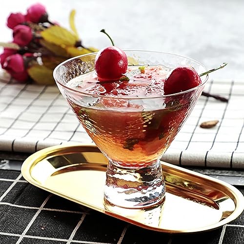 Miniatura 4 de Frcctre Paquete de 6 vasos de Martini sin tallo, vasos de cóctel de camarones vintage de 8 onzas con base pesada, cuencos de postre de vidrio para