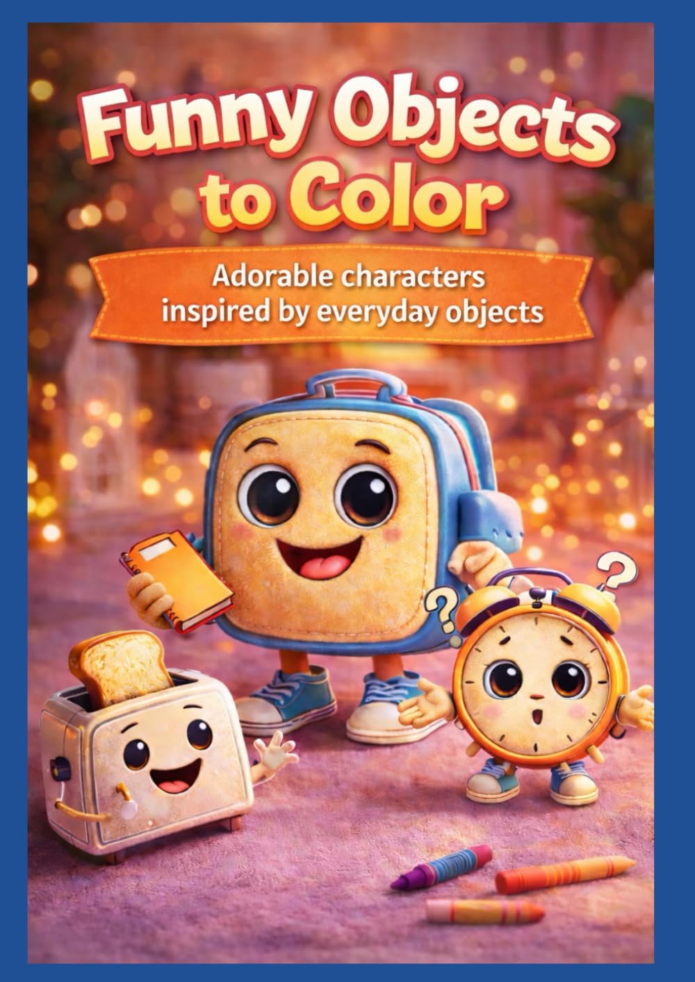 Funny Objects to Color: Adorable characters inspired by everyday objects - 50 fun designs – Single-sided pages for decorative framing - Large format -