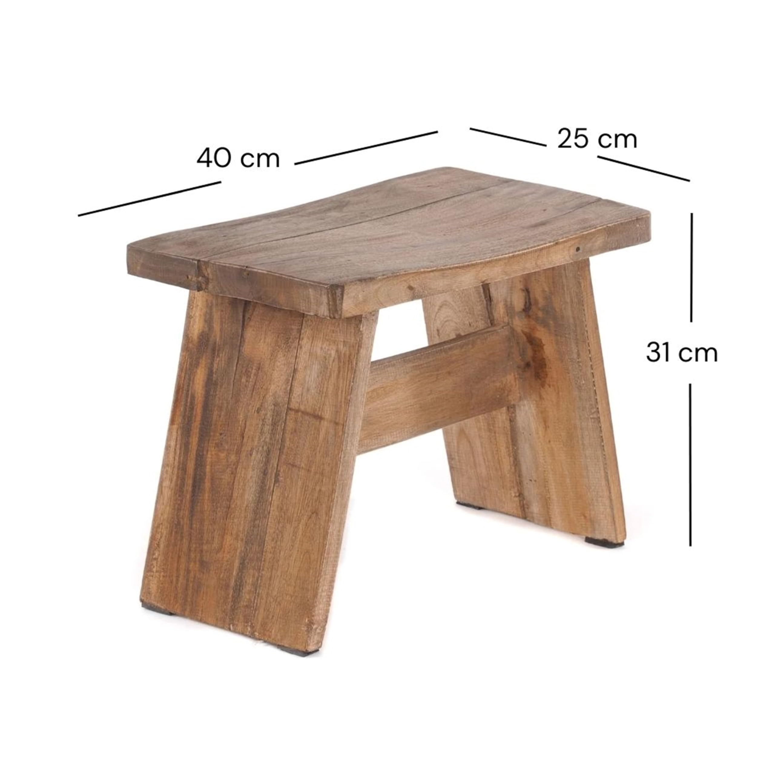 rustieke bank VOETBANKJE 40 | gerecycled hout, massief, 40x31x25 cm (BxHxD) | poef, decoratieve houten kruk | Kleur: 02 lichtbruin