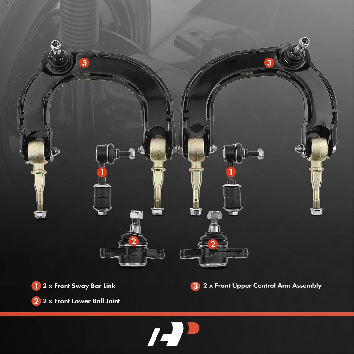 A-Premium Set of 6, Front Upper Control Arm, Sway Bar Link, Lower Ball Joint, Compatible with Hyundai Sonata 1999-2005, XG300 2001-2005, Kia Optima 2001-2006, Magentis 2001-2006