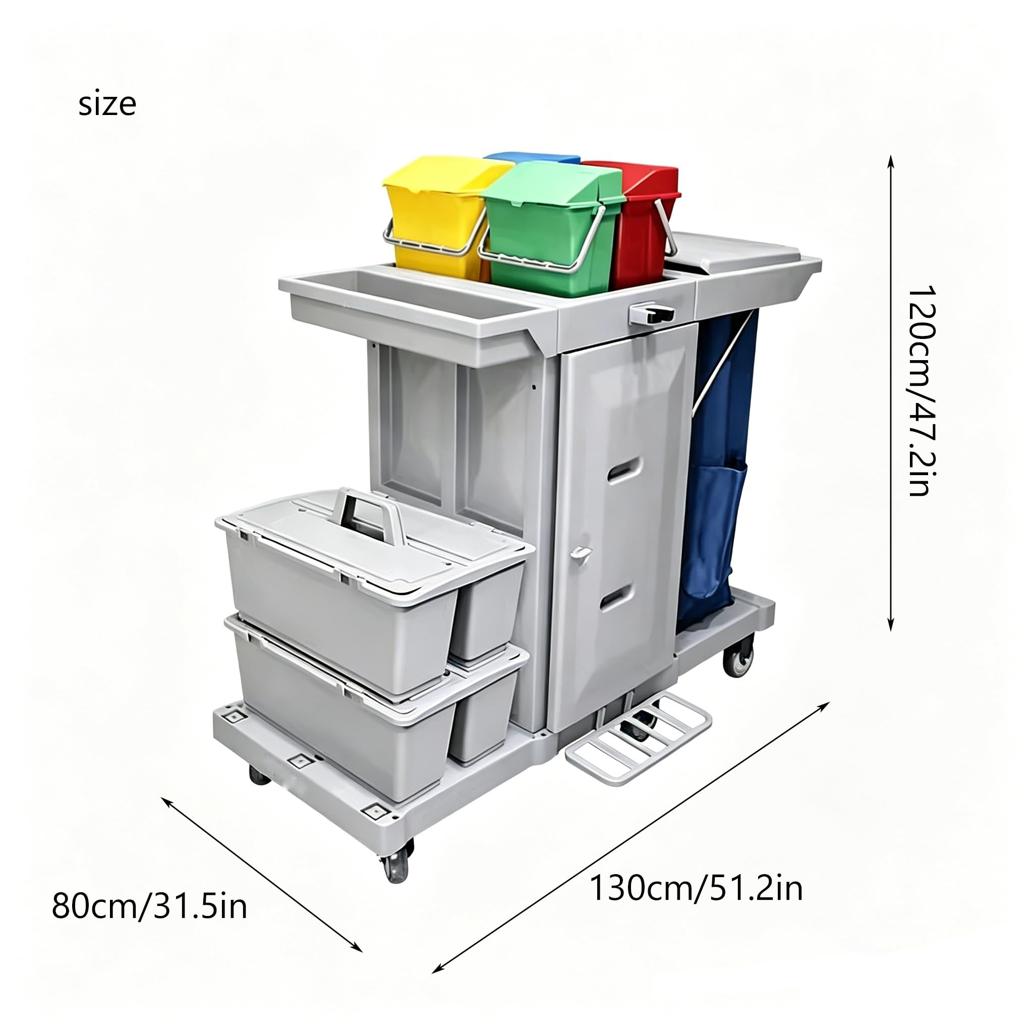 Questo Carrello per Pulizie Carrello per Pulizie Commerciali Carrello per Pulizie Addetto alle Pulizie con Ruote Carrello Multiuso per Pulizie con 3 Ripiani Armadio portaoggetti capacità 330