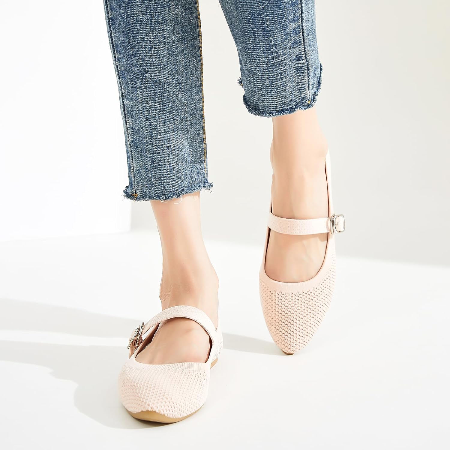 BABUDOG Mesh Ballet Flats for Women,Women's Mary Jane Flats with Buckle Strap,Black Nude Foldable Flats Shoes for Women,Comfortable Dress Shoes - Image 7