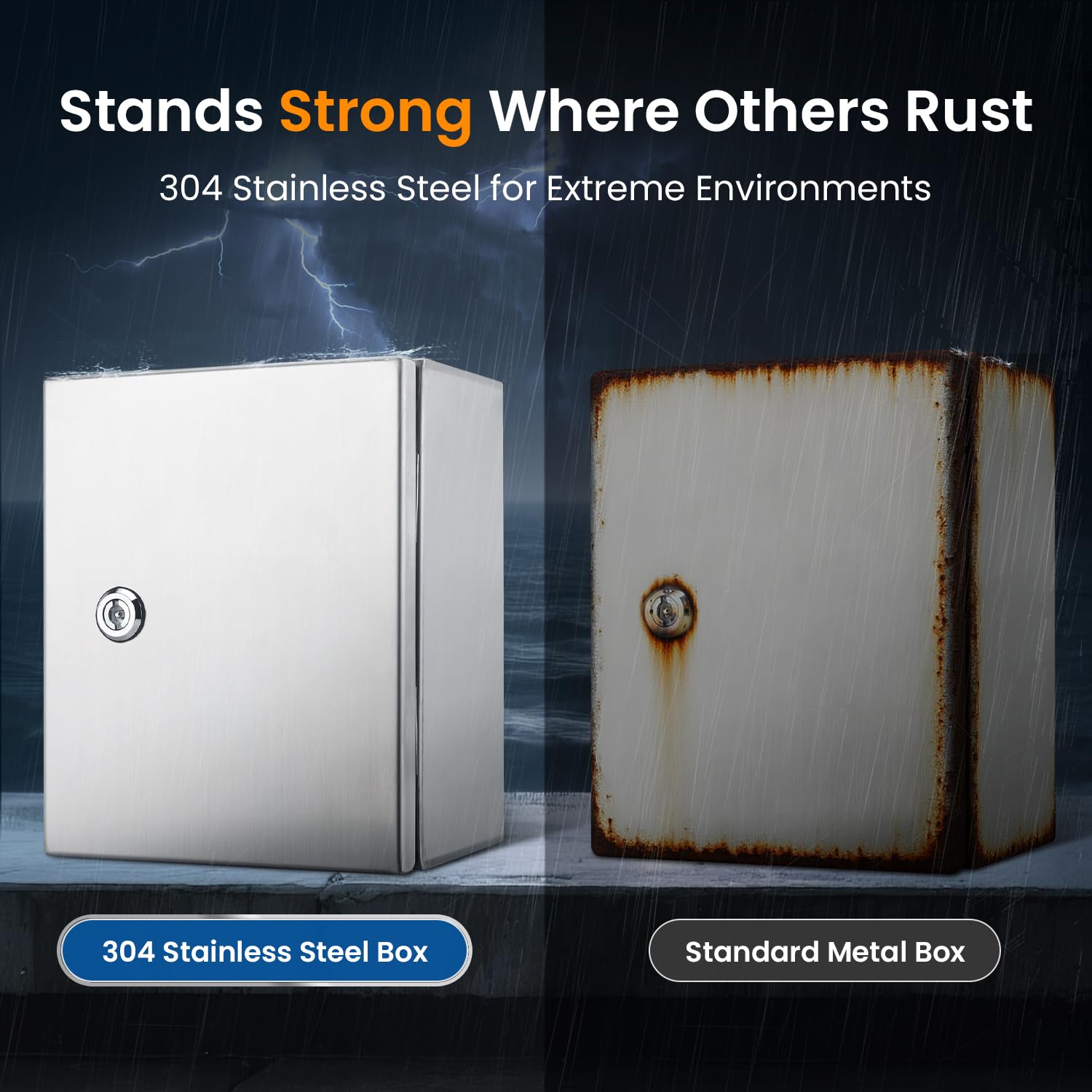Stainless Steel Electrical Box - Waterproof & Lockable -3