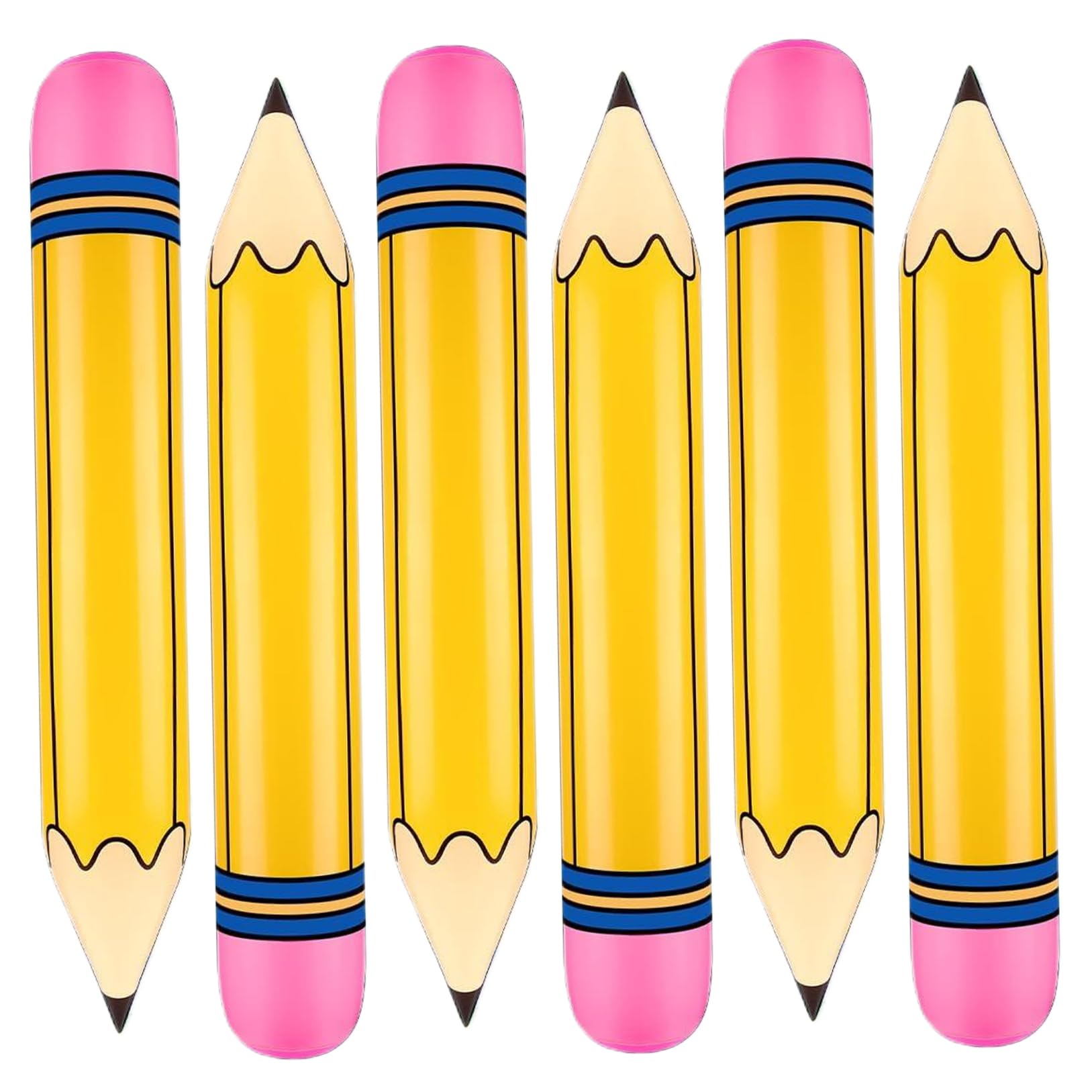6Pcs Inflatable Pencil PVC Pencil Balloons 26.7" Yellow Giant Pencil Back to School Inflatable Graduation Party Decoration for School Photo Prop Classroom Prizes Favor Pencil Balloon Jumbo Crayons Pen