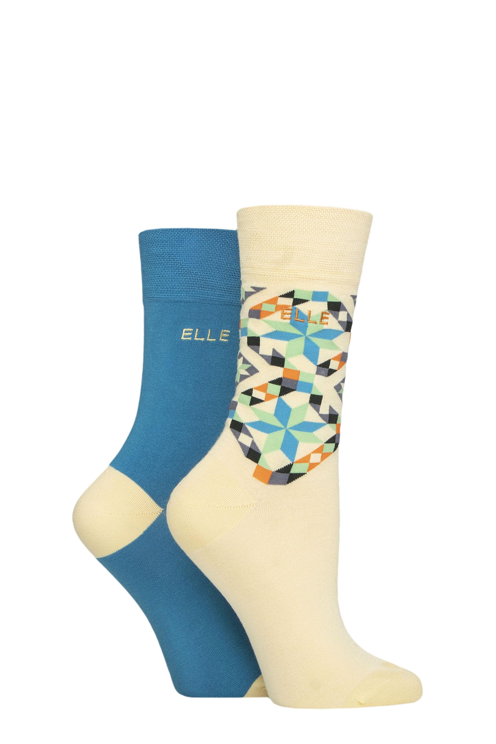 ELLE Ladies Soft, Breathable & Cooling Bamboo Patterned and Plain Colourful Socks in a Multipack of 2 Pairs (UK, Numeric, 4, 8, Regular, Regular, Storm)
