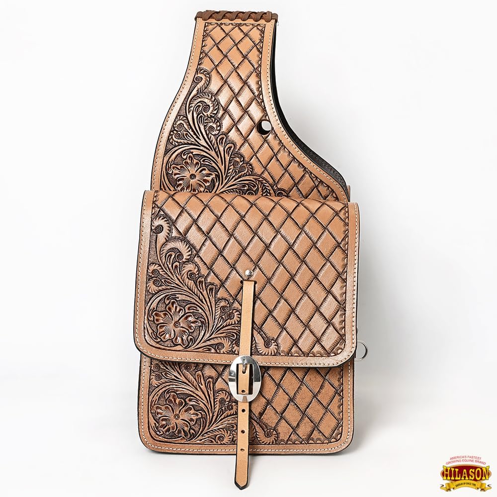 HILASON Soft Leather Horse Saddle Bag Brown | Equestrian Western Adjustable Closure