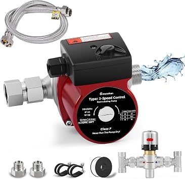 Instant Hot Water Recirculating Pump with 304 Stainless Steel Adjustable Bypass Valve Water Recirculating System for Tank Water Heaters 2025 Upgraded