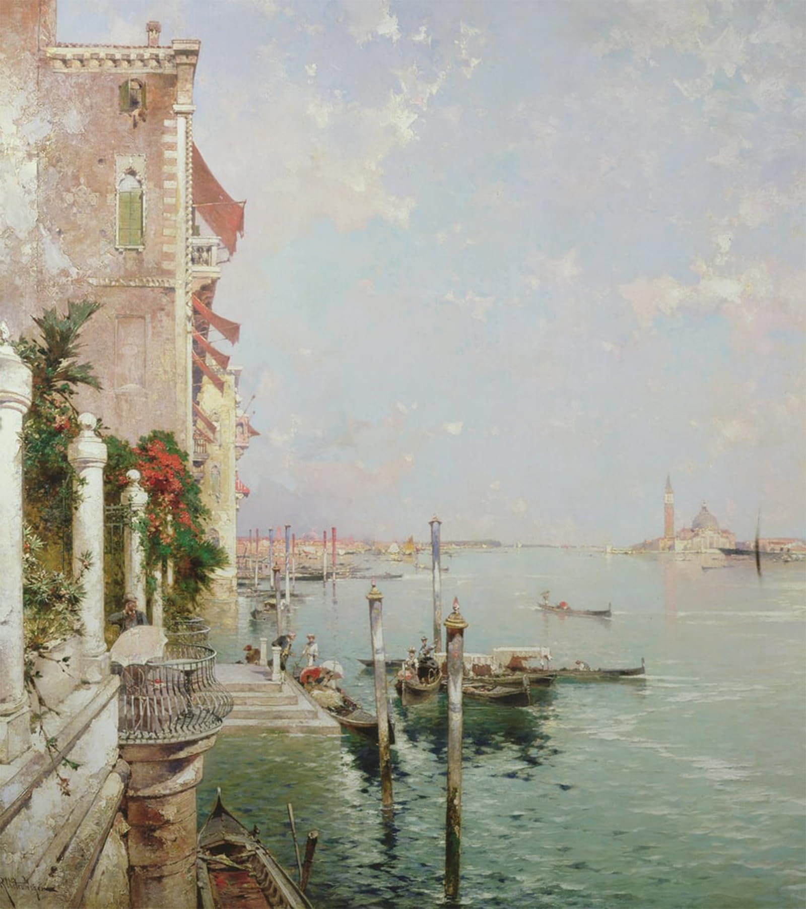 ARTXLXXBN Famous Prints Artwork Pictures Poster Painting Art View From the Zattere with San Giorgio Maggiore in the Distance by Richard Unterberger Artwork Landscape Pictures for Home Decor 60x90cm