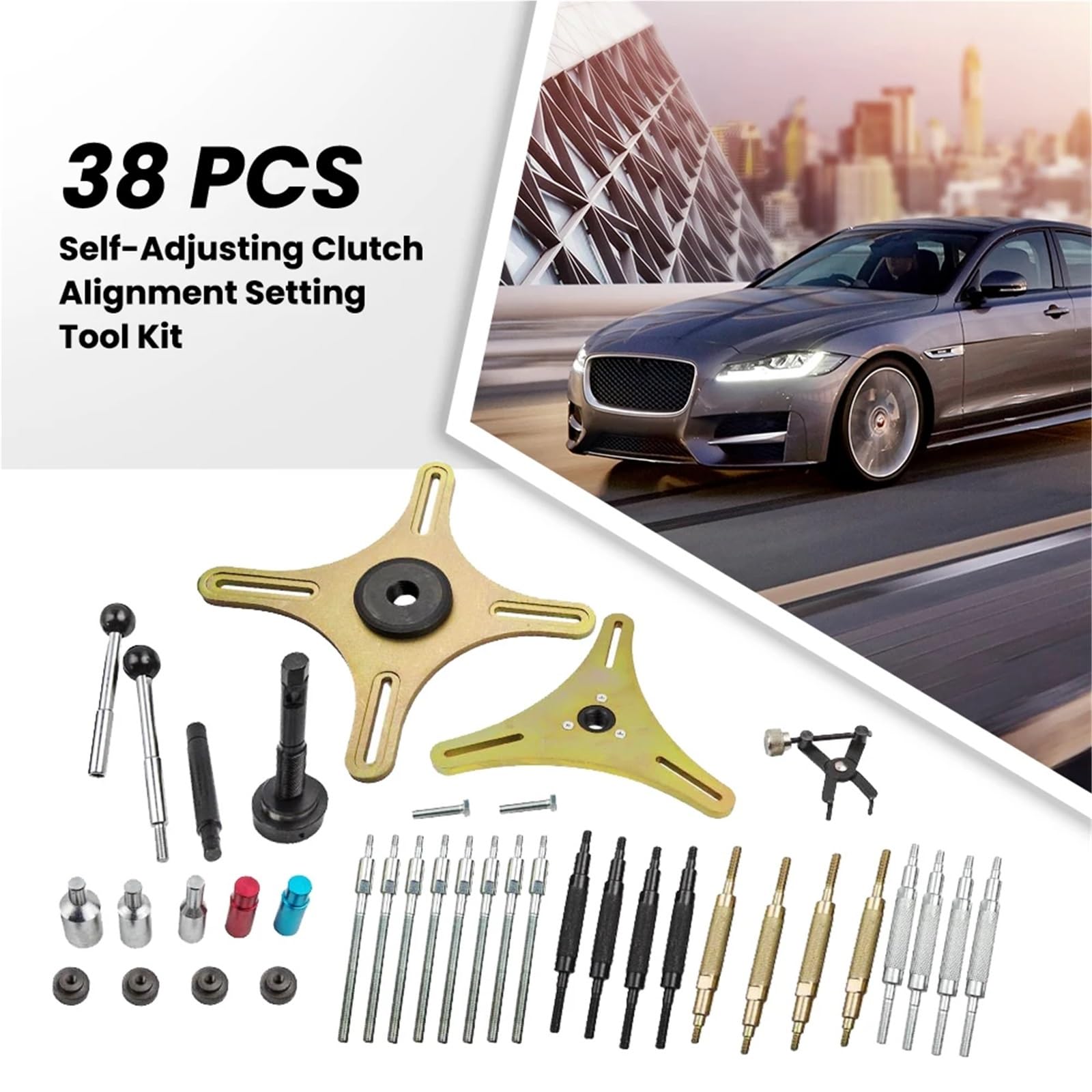 Kit centraggio Frizione Compatibile con A3 A4 A68 Strumento Calibrazione Frizione Auto Set Impostazioni Allineamento 38X Kit Regolabile Motore Trasmissione con Cuscinetto Mano