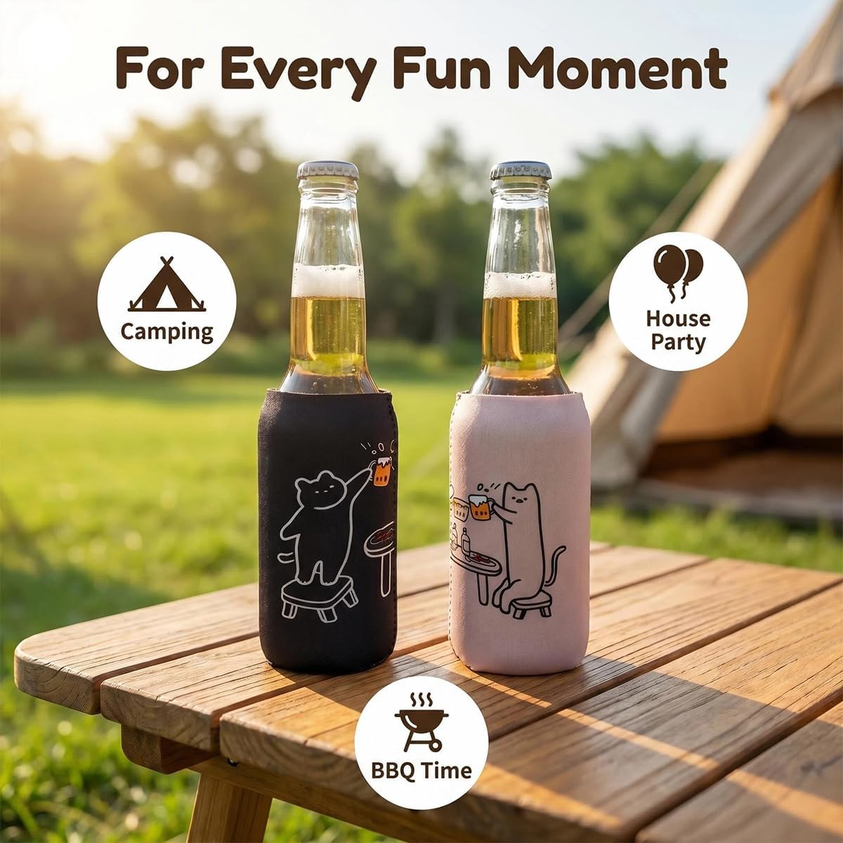 2 Pack Neoprene Slim Beer Can Cooler Sleeves, Creative Ideas for Couples, 12oz Collapsible Insulators Cover for White Claw/Spiked Seltzer