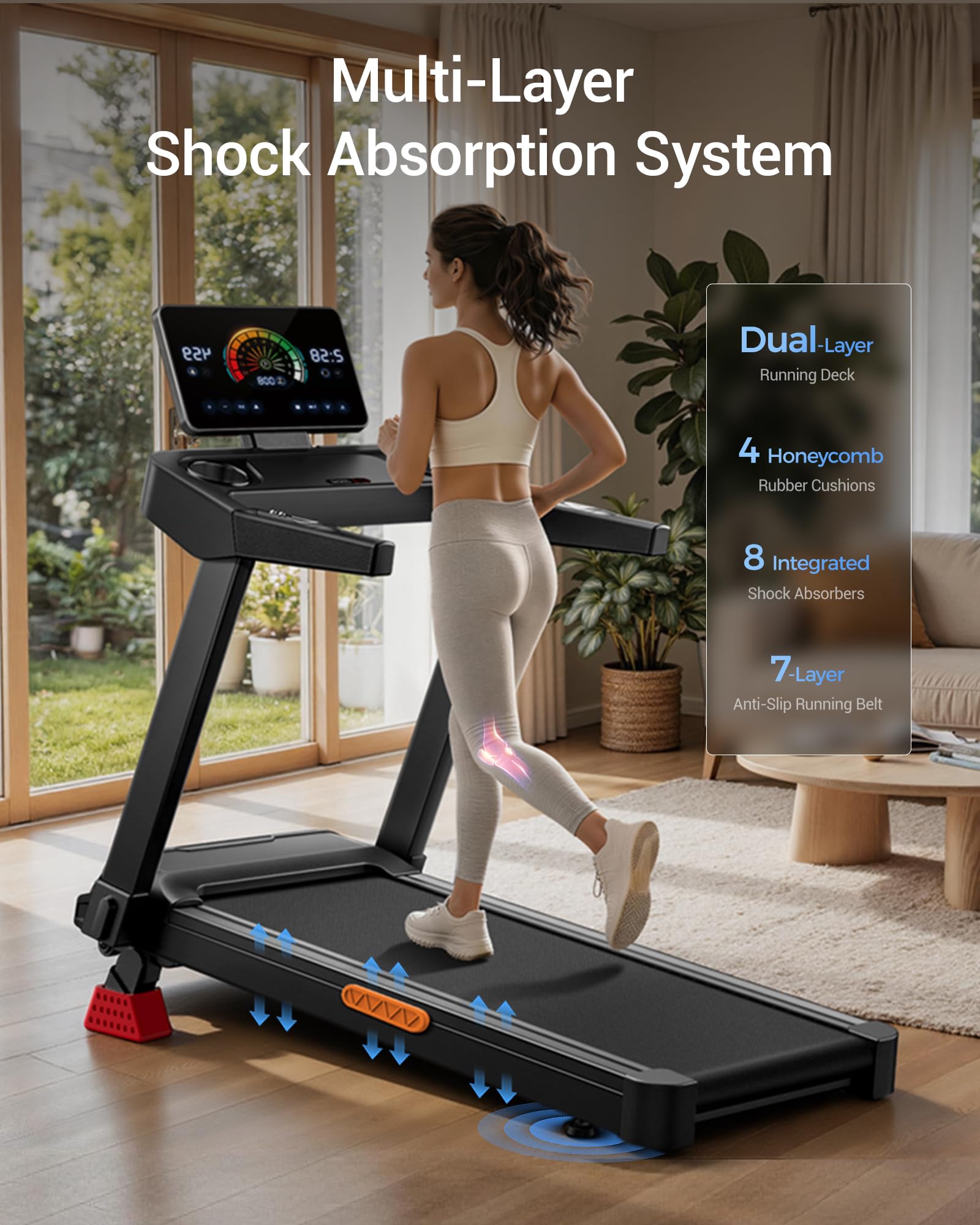 UMAY Składana Bieżnia do domu z nachylenie 16%-20%, 14 km/h | Bieżnia do chodzenia z monitorem tętna,Treadmill Home z silnikiem 3,5 KM i wyświetlaczem LED,Kompaktowa,180KG