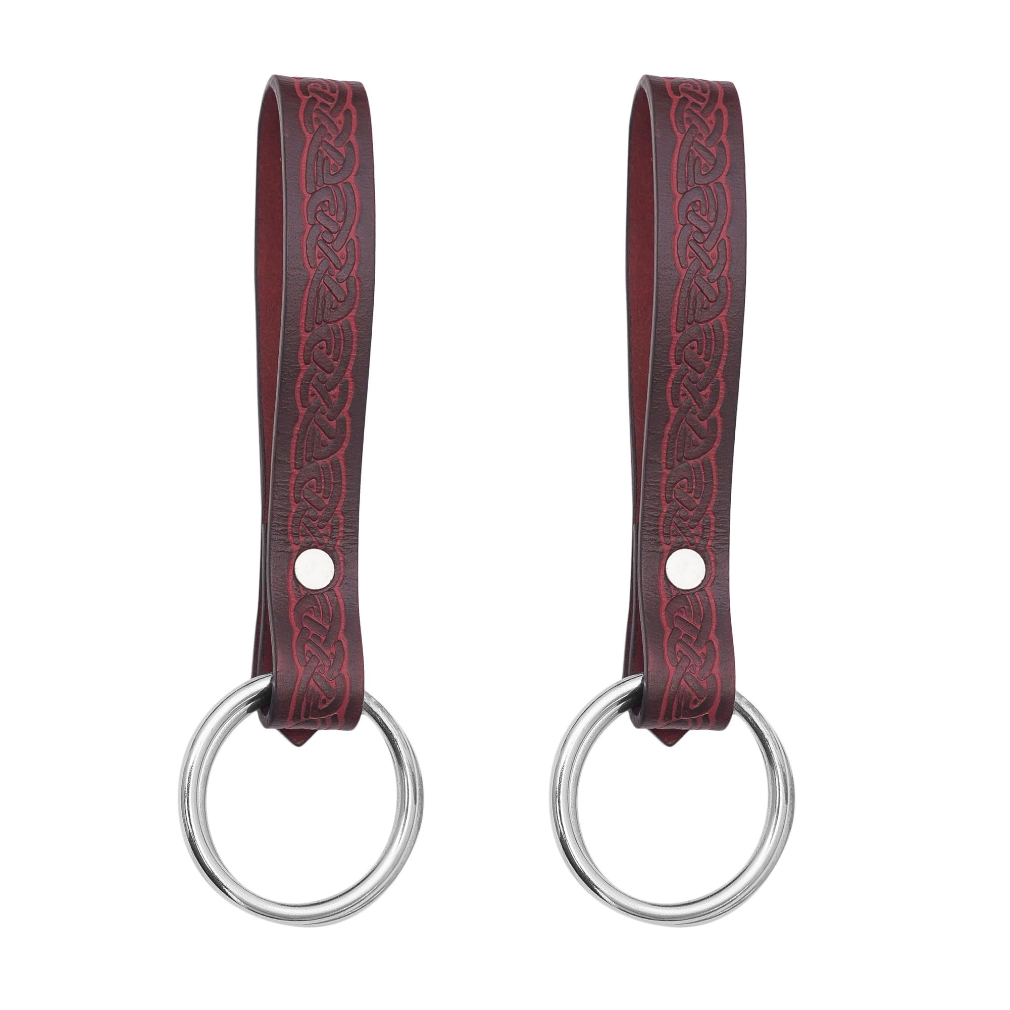 Lord of Battles 2pcs Skirt Hikes - Handmade 100% Full Grain Leather Waist Skirt Hoops Accessory for Renaissance Cosplay (Maroon)