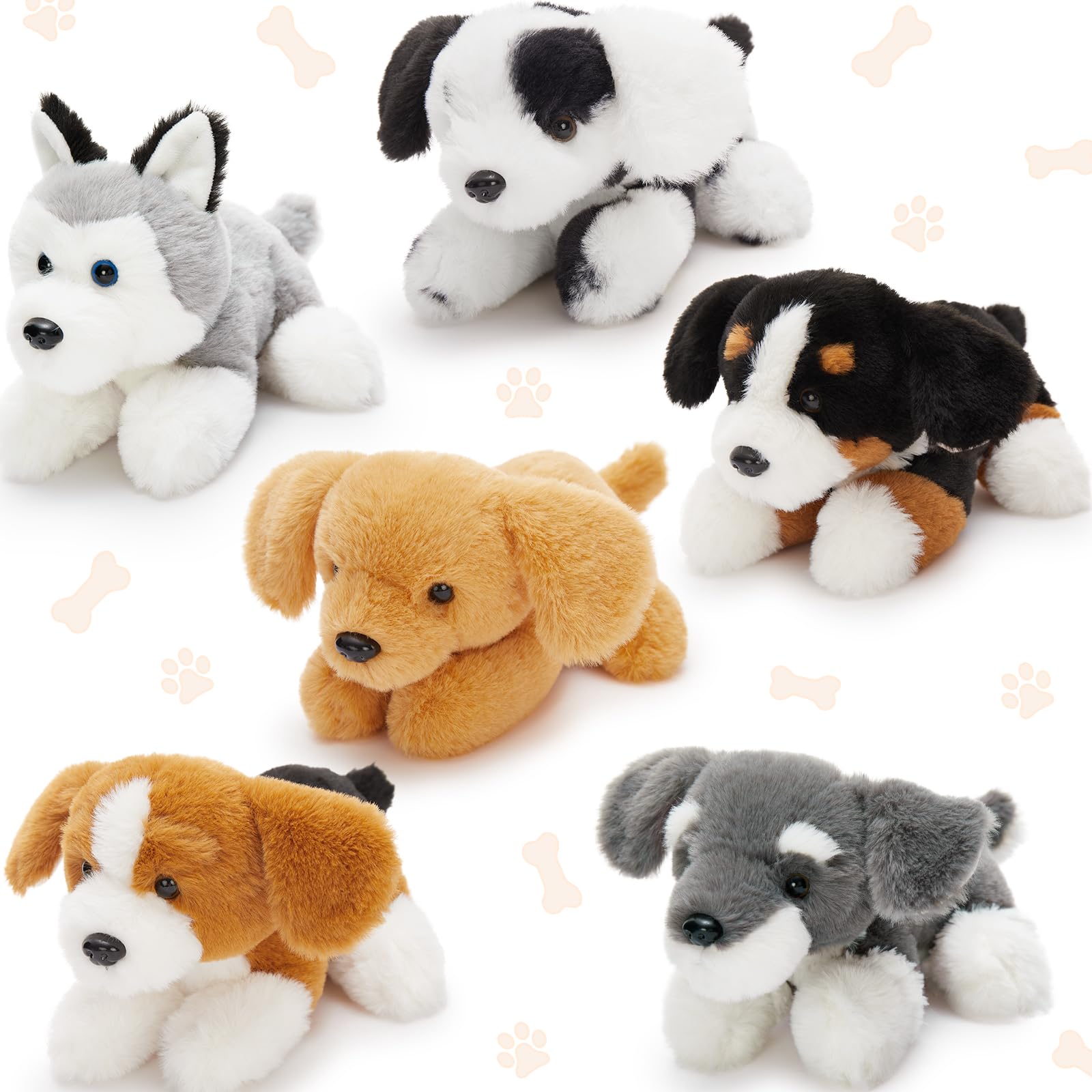 MorisMos 6pcs Perro Peluche Gigante, 27cm Kawaii Perro Juguete de Peluche Suave Animales Regalo para Niños Novia Navidad Cumpleaños Deco