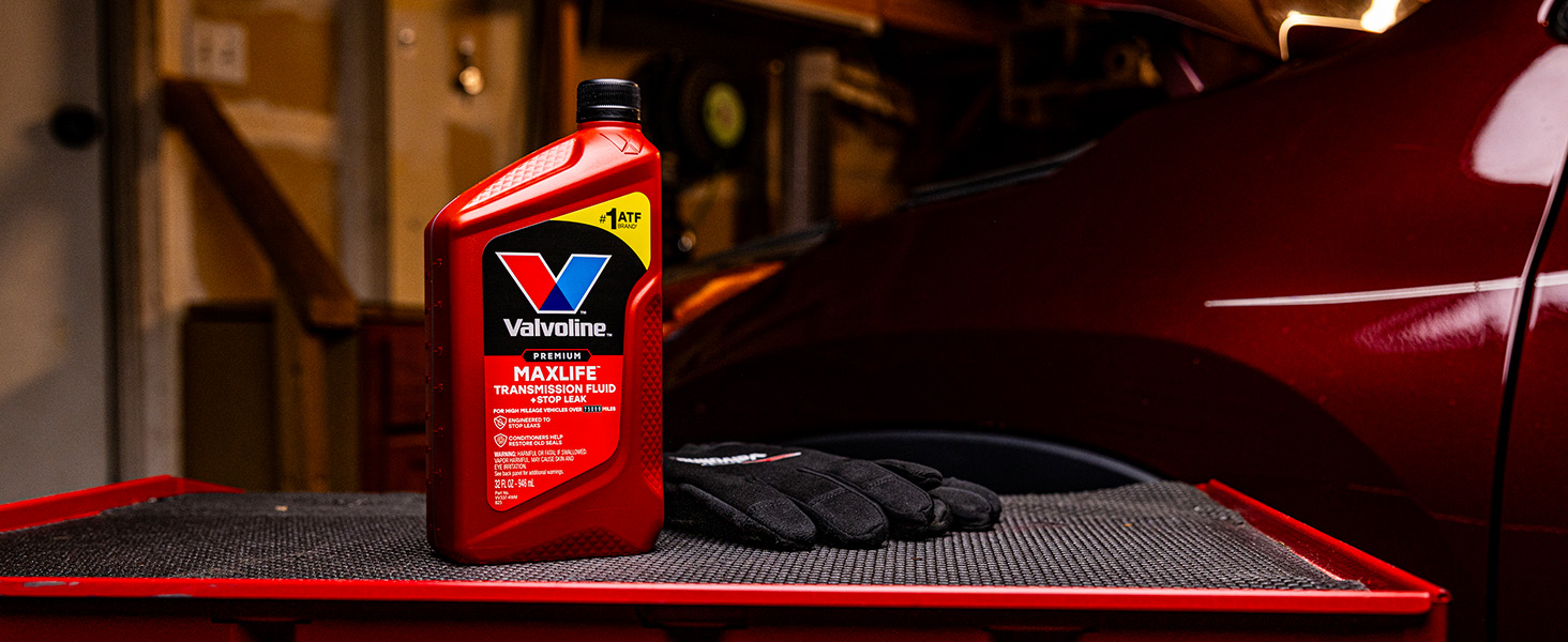 Image of Valvoline MaxLife Automatic Transmission Fluid with Stop Leak, Formula Protects Against Wear Seal Damage and Oxidation, 32oz, Red