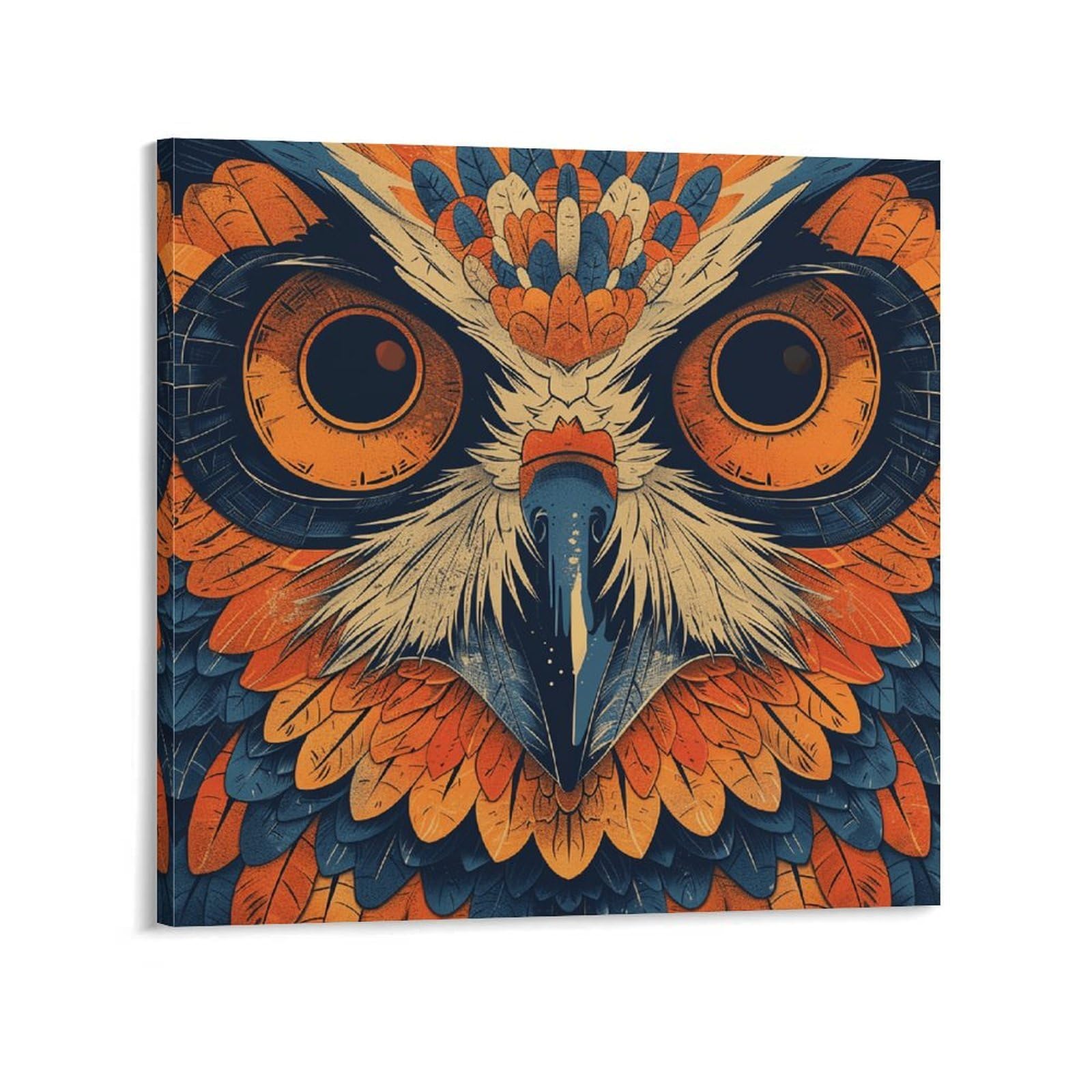 Retro Color Owl Canvas Wall Art for Bedroom 12x12inch(30x30cm) Canvas Prints Artwork for Walls Modern Picture Artwork Painting for Living Room Aesthetic Wall Paintings for Bathroom Kitchen Office Deco