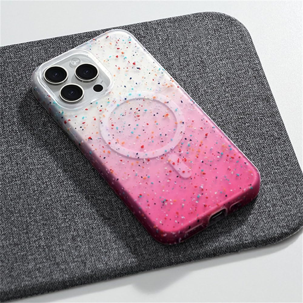 Custodia magnetica di lusso con motivo ad acquerello e stelle per iPhone 14/15 Pro Max, originale, in silicone liquido colorato, rosa, per iPhone 14 Pro
