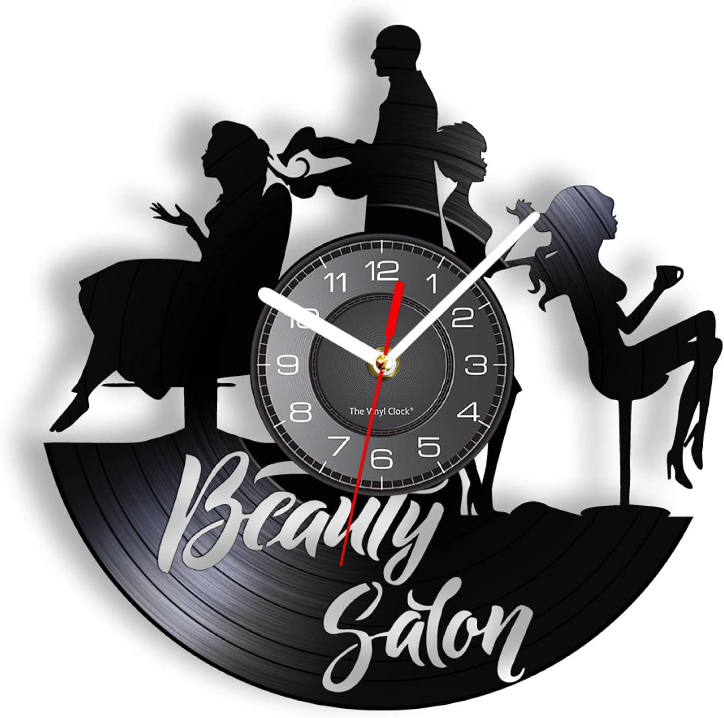OTKU 12 Inch-Wall Clock Beauty Salon Silent Wall Clock Esthetician Hairstylist Home Decor Vinyl Record Watch Crafts Clock Wall Watch Hairdresser Gift for Room Decoration