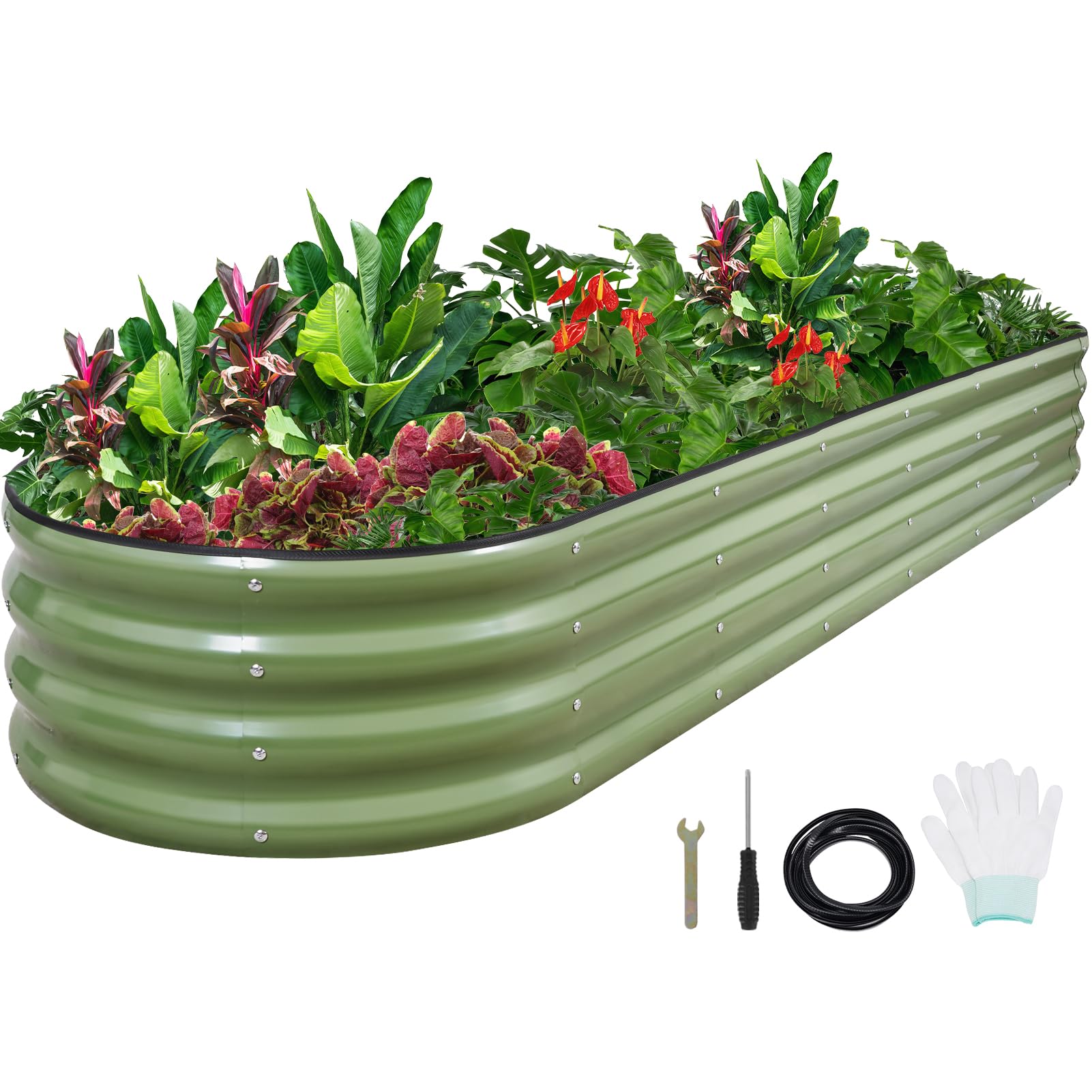 1MORE Galvanized Raised Garden Bed 8x2x1ft Green