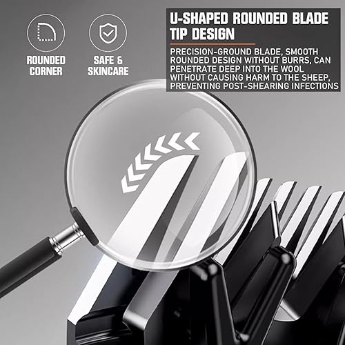 Miniatura 6 de XIIW Tijeras de ovejas 550W, cortadoras eléctricas profesionales de ovejas, kit de aseo de ganado de granja de 6 velocidades con 2 juegos de