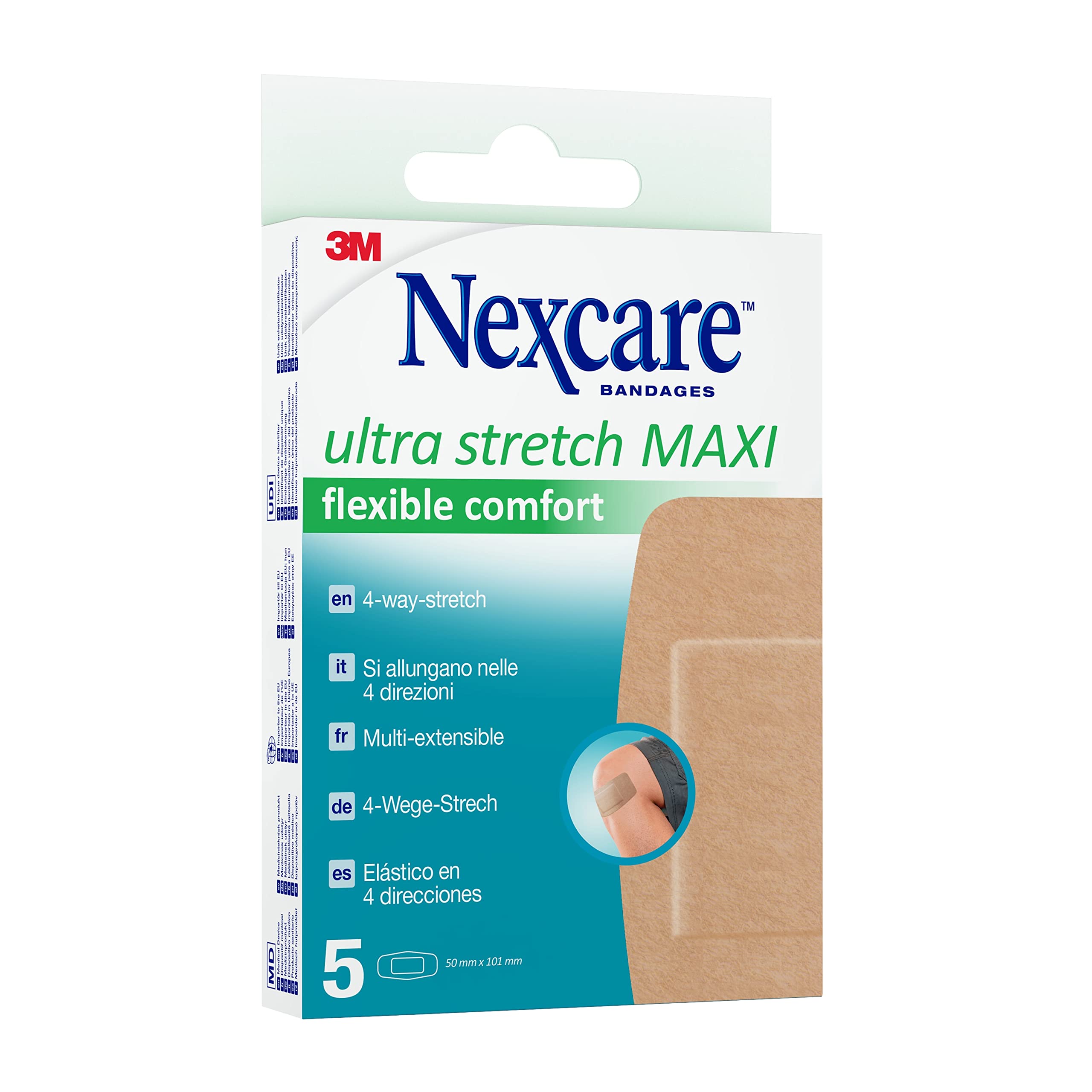 Nexcare Ultra Stretch MAXI Oddychające i wodoodporne Plaster 50 mm x 101 mm, 5 sztuk