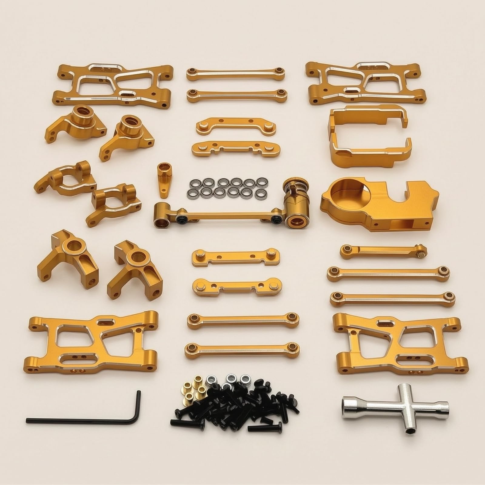 Vehicle Kit Sospensioni E Sterzo Tiranti Snodi Staffe Copertura Ingranaggi in Alluminio 6061 Lavorato per Preciso Adatto a Allenamento, Oro