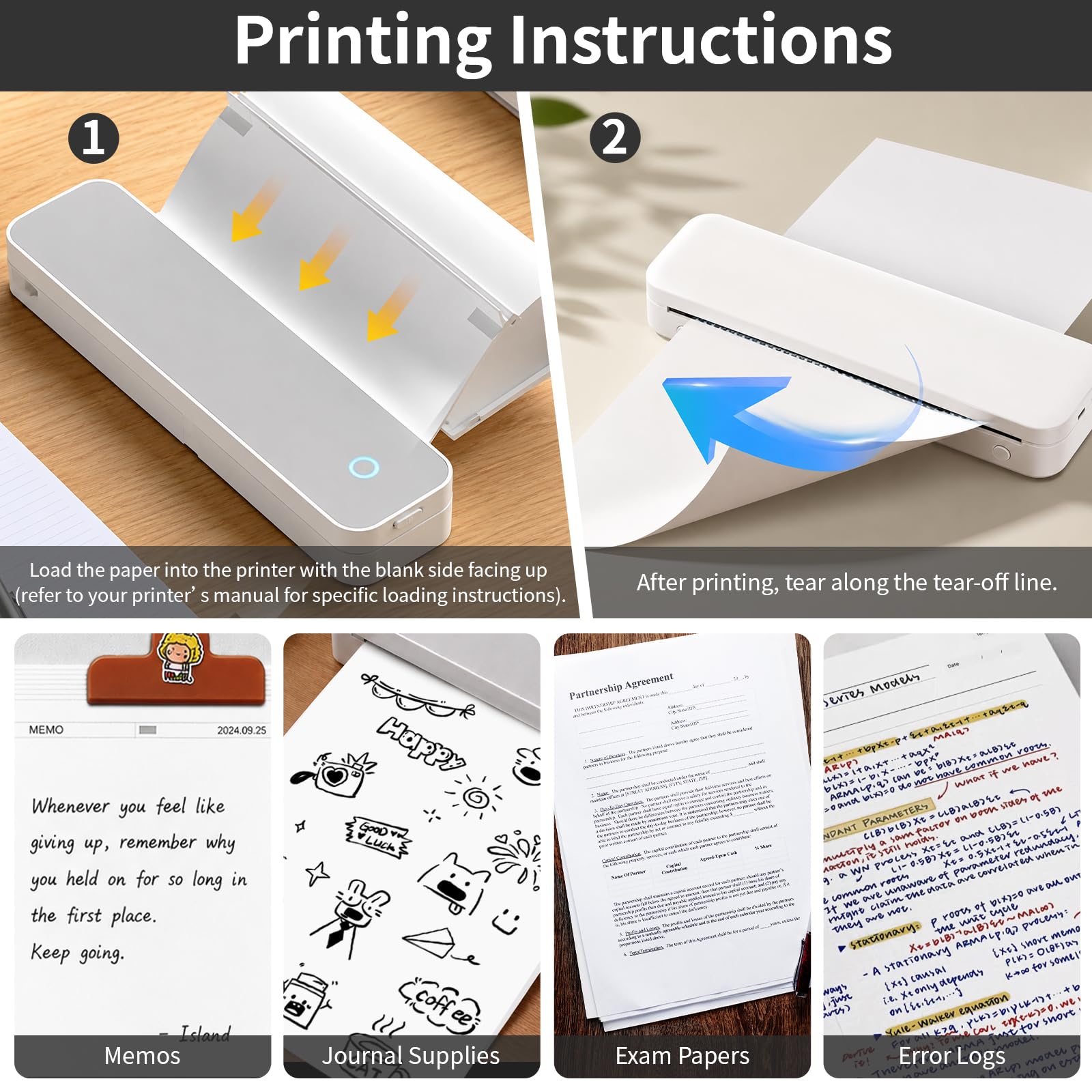 100 arkuszy papieru termicznego A4, 210 x 297 mm, papier A4, do drukarek termicznych 65 g/m², papier termiczny A4, kompatybilny z drukarkami termicznymi do podróży, domu, biura