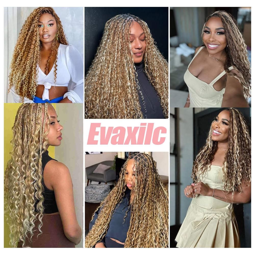 Evaxilc Deep Wave P30/613 Highlight Blonde Color 50g/Bundles 30 30 30 Inch Bulk Hair For Braiding 3 Bundles/Pack Virgin No Weft For Braiding Wavy Human Hair Extensions - Image 2