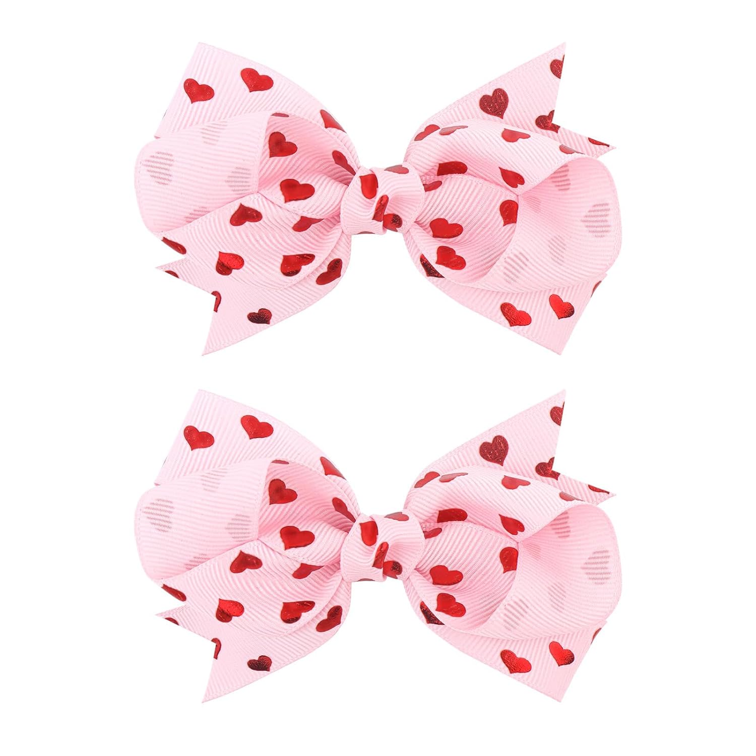 Valentines Day Hair Accessories Heart Hair Clips Valentines Bows for Girls Pink Bowknot Barrettes Heart Print Boutique Alligator for Toddlers