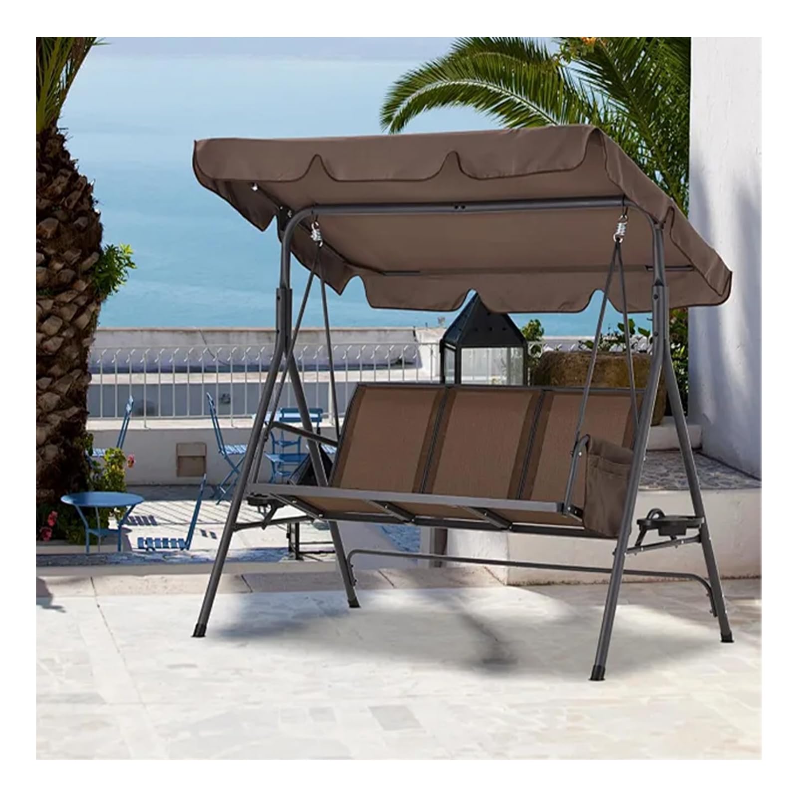 Housse de Siège de Jardin pour Balançoire de Jardin,2/3 places,600D Tissu Oxford,Imperméable Housse de Siège de Balancelle,,150 x 50 x 10 cm,pour porche,cour (Beige,150× 50×10 cm)
