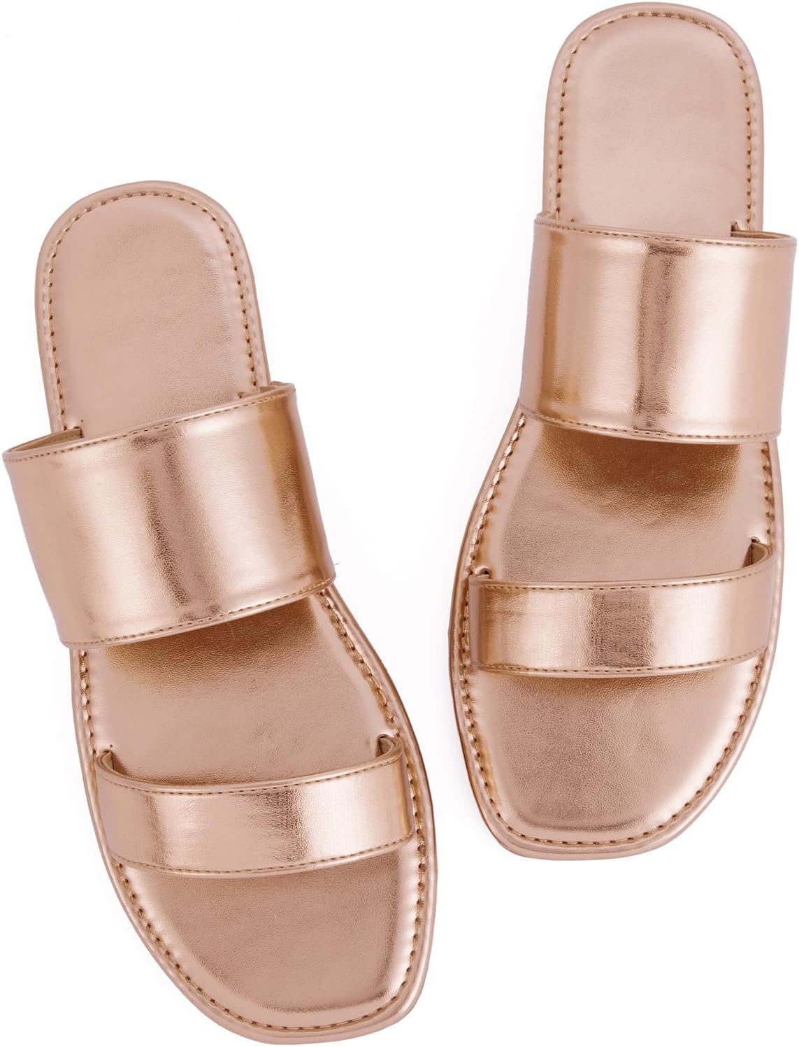 Women's Flat Sandals Two Strap Slide Sandals Open Toe