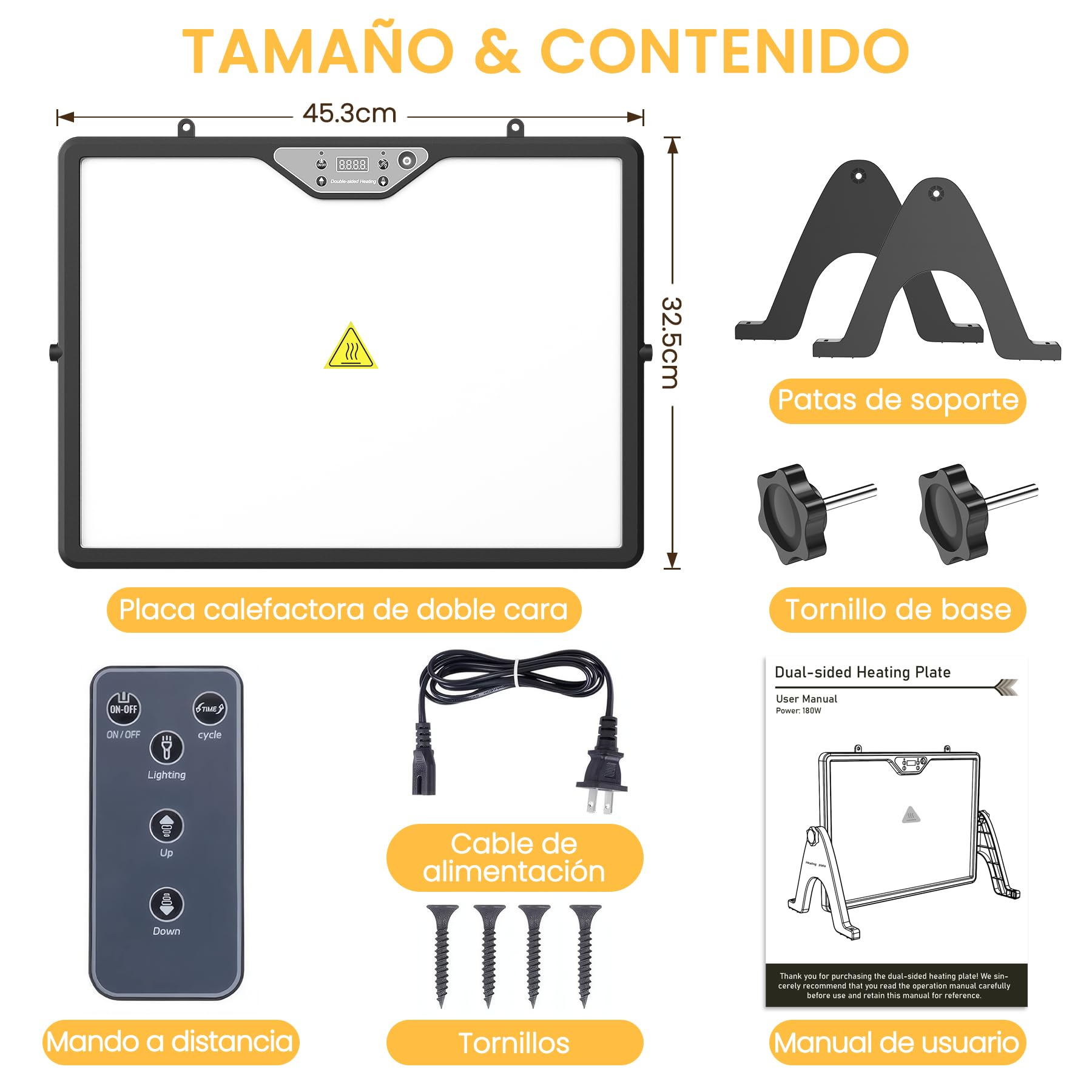 INNOLAND Criadora de Pollitos,180W Calentador para Gallineros,Calefacción de Doble Cara, 30°C-75°C Ciclo Programado Iluminación,Placa Calefactora para Pollitos con Contro Remoto y Luz Nocturna
