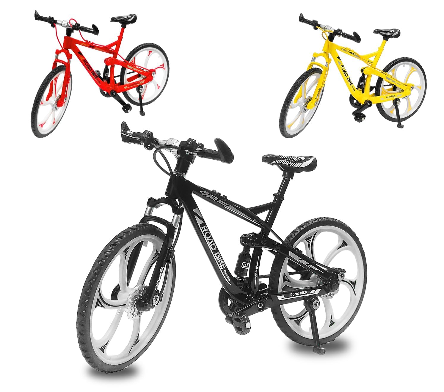 VGRASSP 1:8 Scale Die Cast Racing Bicycle Toy for Kids - The Alloy Metal Off-Road Decorative Showpiece Realistic Design Bike Features Moveable and Rotating Handle, Wheels, Pedals (Multicolor)