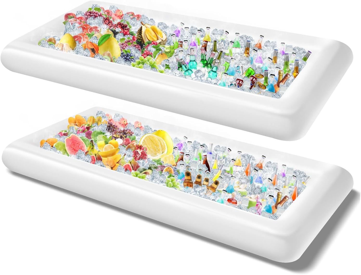 MCPINKY 2PCS Inflatable Serving Bars, Buffet Bar with Drain Plug Salad Food Drink Cooler Containers for Indoor Outdoor BBQ Picnic Pool Party