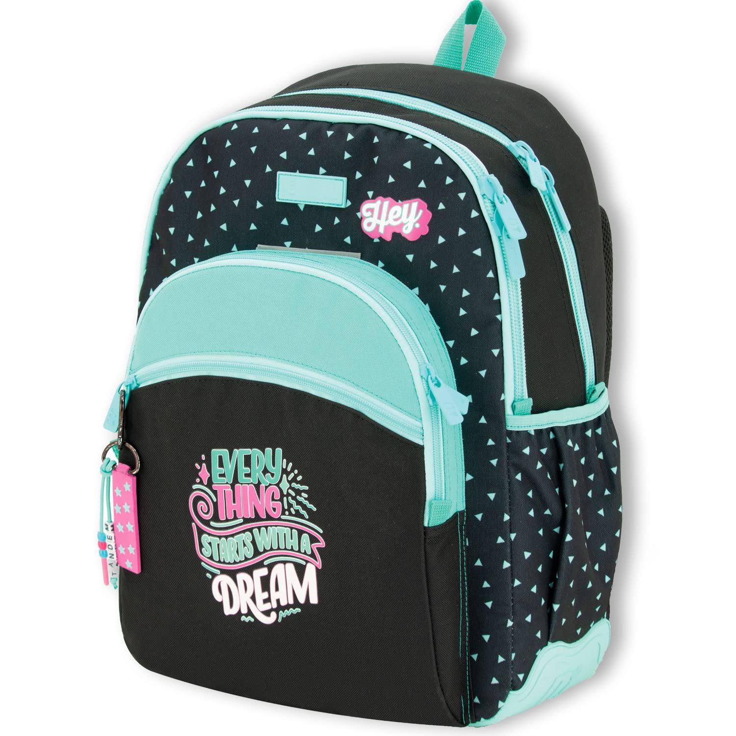 OFITURIA Zaino Scuola Bambina, Zaino Adattabile Auto, Spallacci Ergonomici Imbottiti con Materiale Traspirante, Zaino Bimba con Tasca Frontale e Tasca Laterale