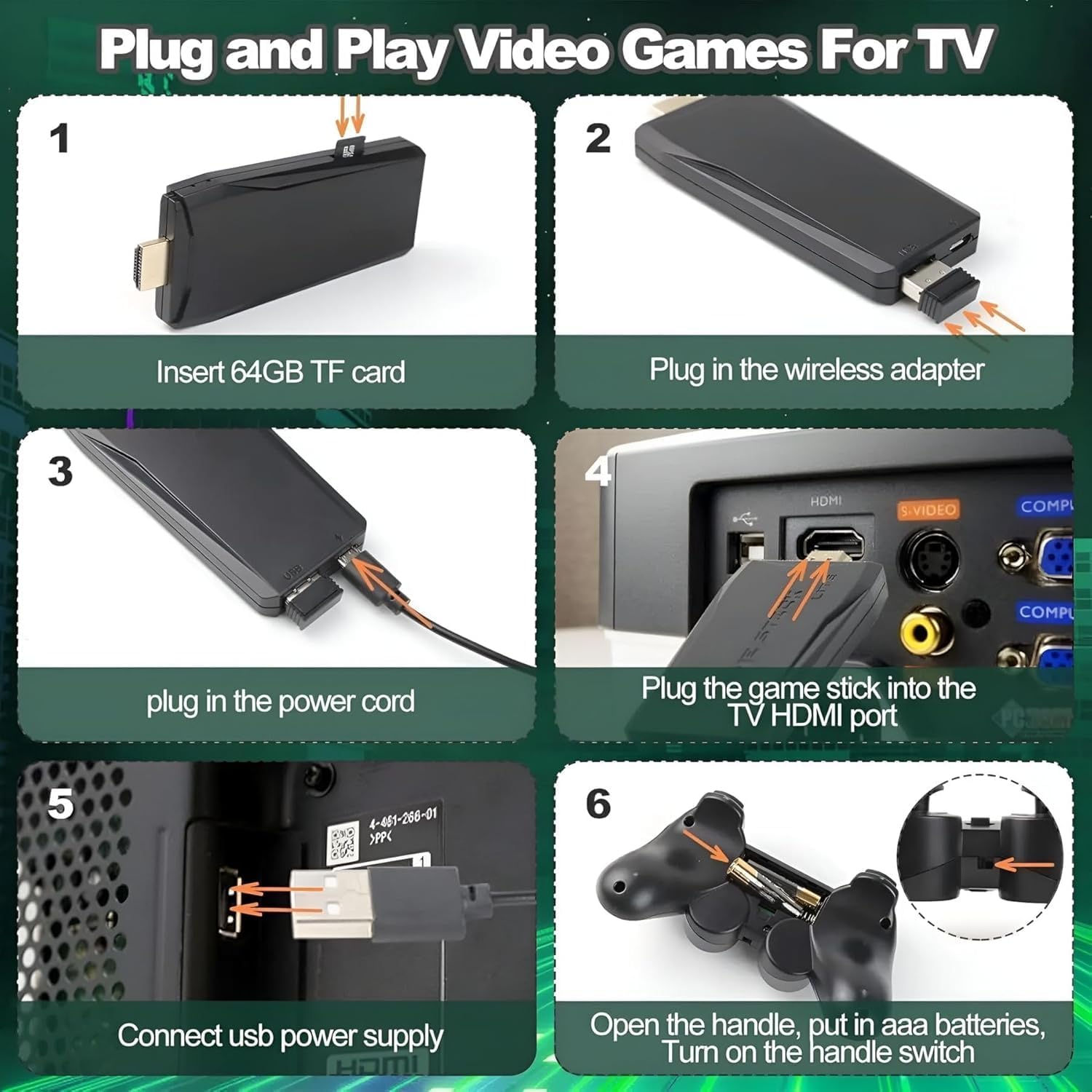 IC Plus Wireless Game Console with 20,000+ Retro Games, 9 Emulators, 2 Controllers, and 64GB Memory Card for TV 3