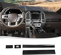 Vista 1 de Voodonala para Ford F-150 2015-2020 Cubierta de Panel de Consola Central Compatible con Ford F150 2015-2020 (ABS, Madera Negra, 4 Piezas/Set)