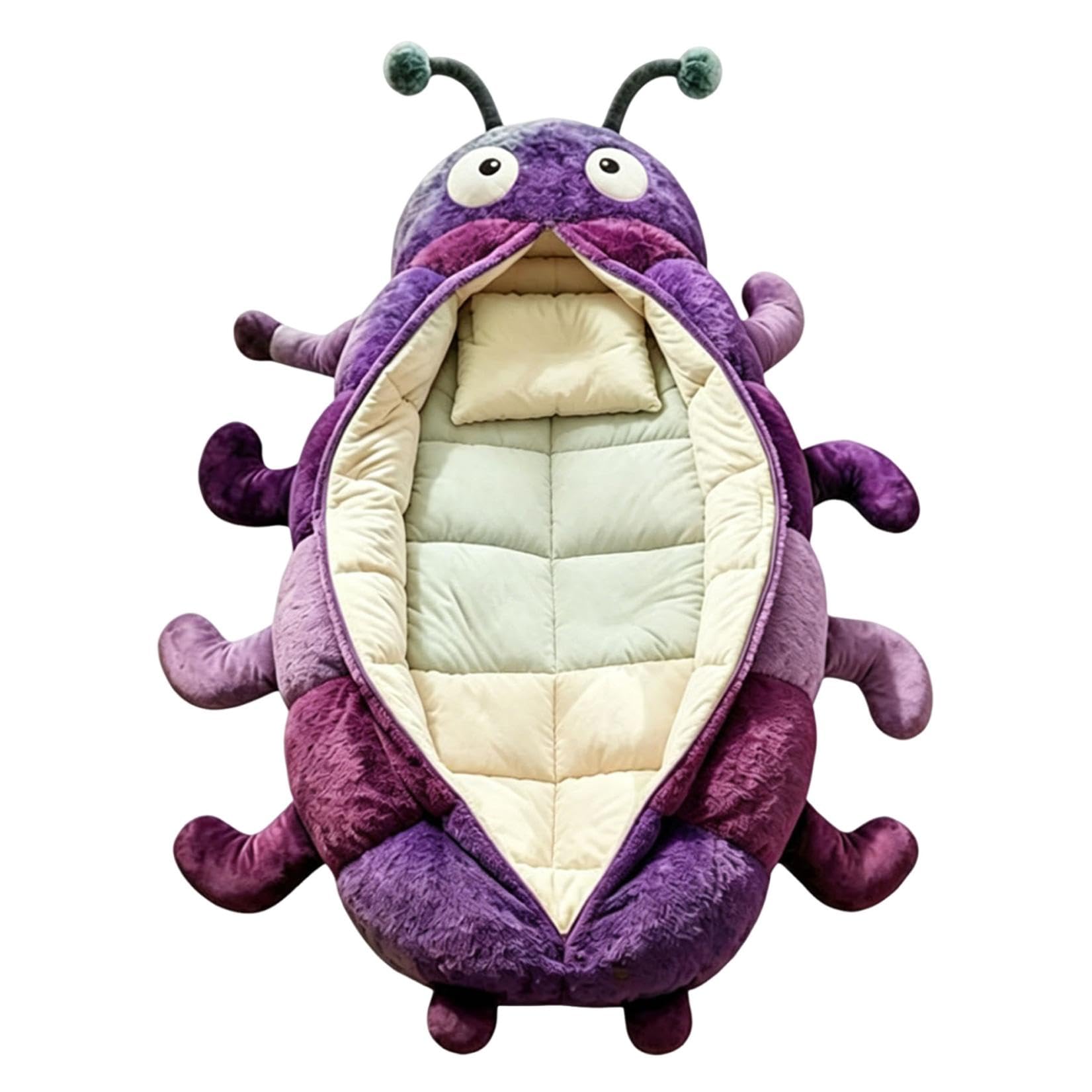 Caterpillar Sleeping Bag for Adults and Kids, Plush, Funny Animal Nap Pod, Washable, 230cm x 80cm, for Home and Camping