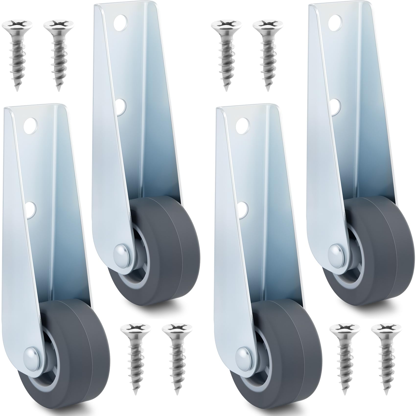 4 Pcs Gate Caster Wheels Replacement, Rubber Rolling Swivel Casters, Non-Slip Pulley Directional Wheel for Garden, Gate, Fence, Tables, Sofa, Furniture (1.6")