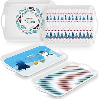 Bokon 4 Pcs Christmas Serving Trays with Handles 16