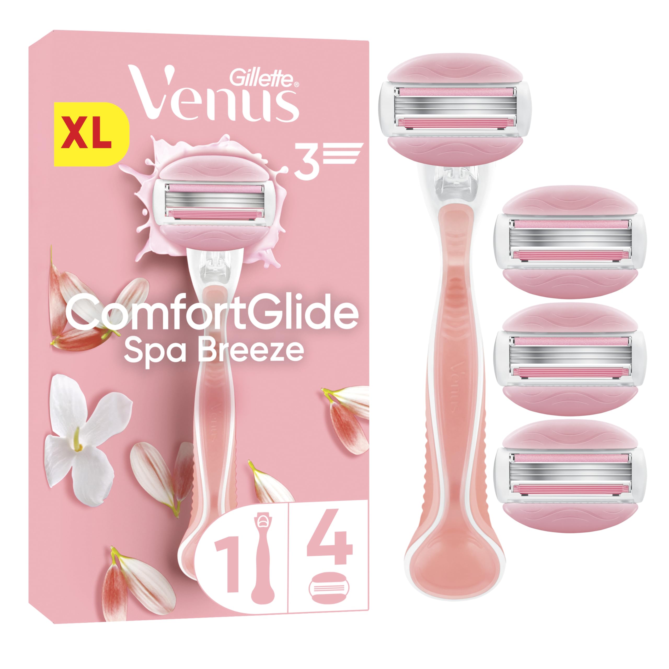 Gillette Venus ComfortGlide Spa Breeze Damenrasierer, 1 Ersatzklingen, rutschfestes, ergonomisches Handstück