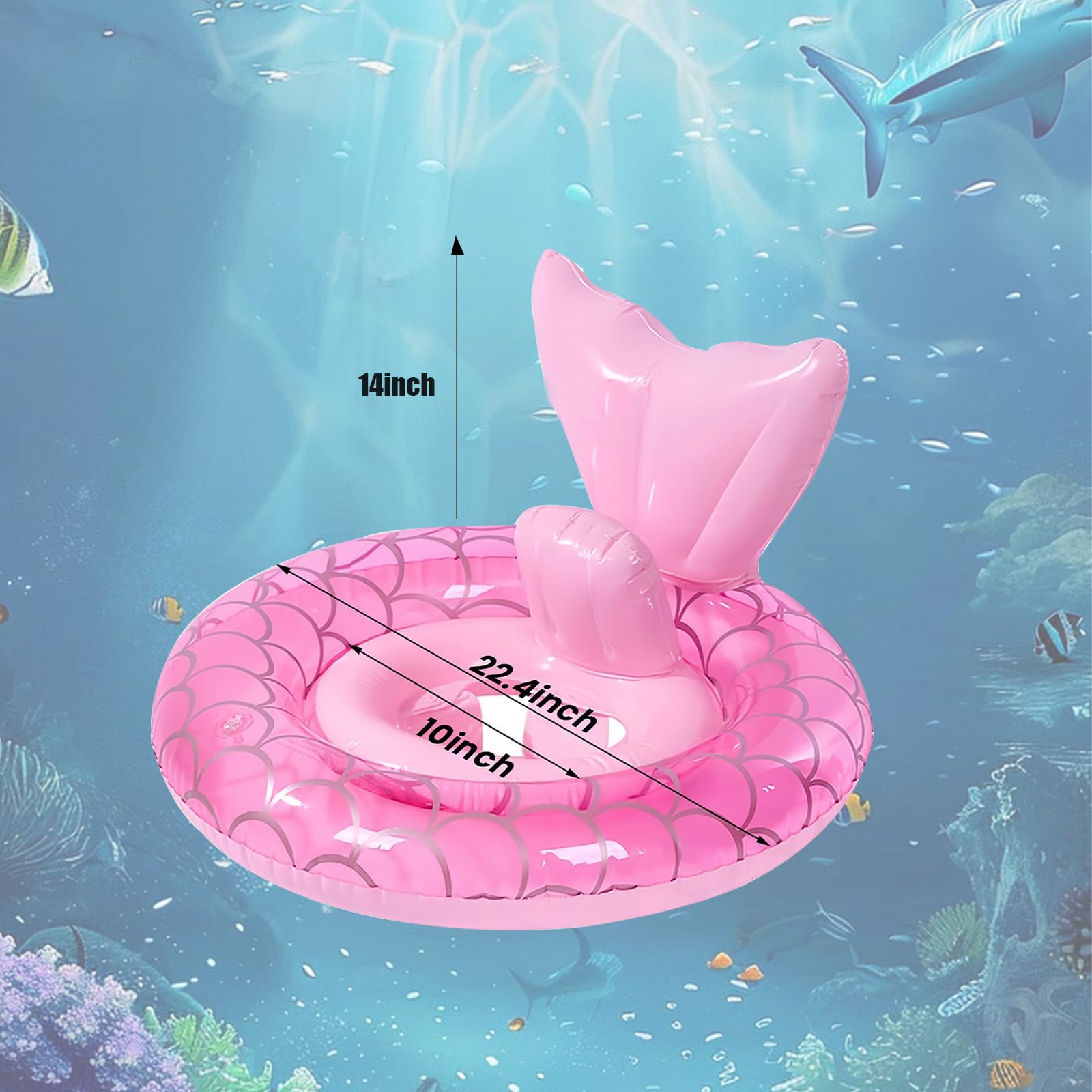 Baby Toddler Swimming Float for 12-36 Month,Mermaid Baby Inflatable Swim Seat Swimming Ring - Image 2