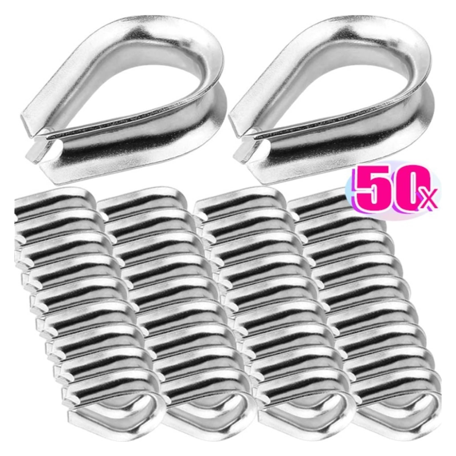 100PCS Stainless Steel Cable Wire Rope Clamp Thimbles Pour Câbles