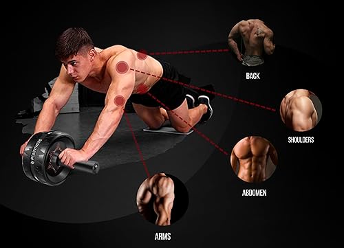 Miniatura 3 de *POLIFITNESS* Rueda de rodillo abdominal, abdominales y equipo de entrenamiento para entrenamiento de fuerza de cuerpo completo - Rueda de ejercicio