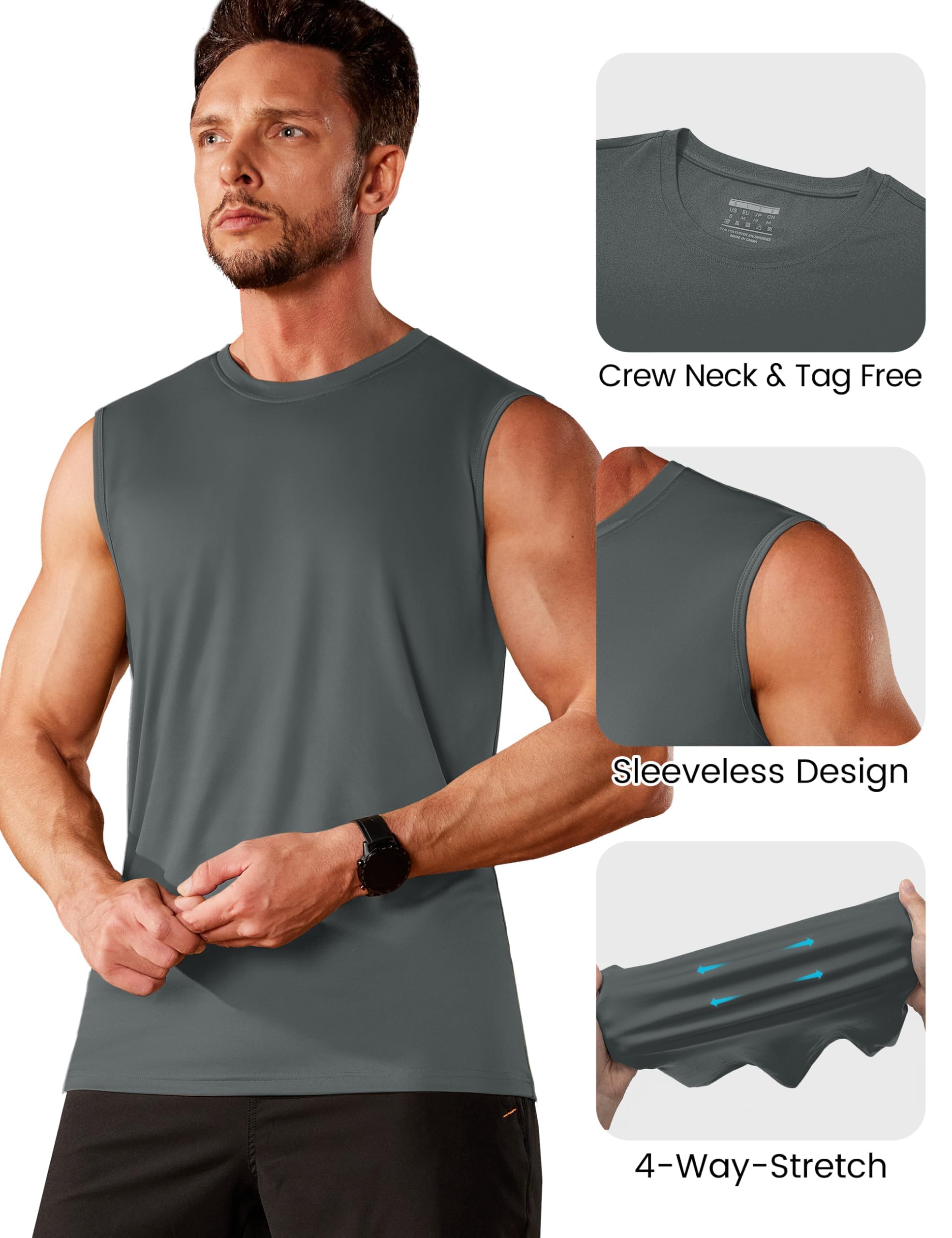 MAGCOMSEN Canottiera da uomo, con protezione UV, per lo sport, senza maniche, ad asciugatura rapida, per la corsa
