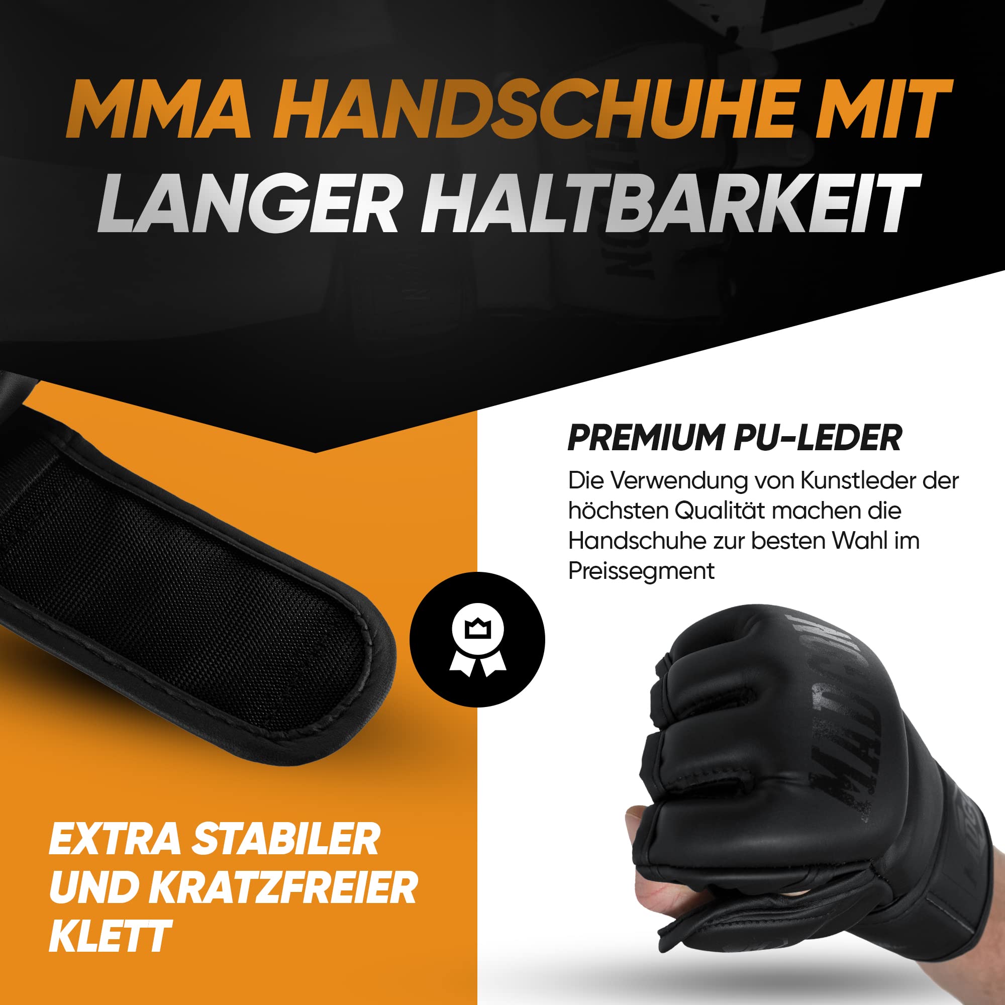 MADGON Premium MMA Handschuhe für Kampfsport, Grappling, Sparring, Krav MAGA, Muay Thai, Boxsack, Pratzen für Männer und Frauen