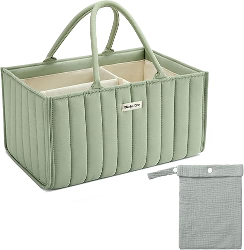 Blissful Diary Cesta de pañales para bebé, elegante organizador de pañales para bebé, cesta de almacenamiento para pañales, lista de regalos para