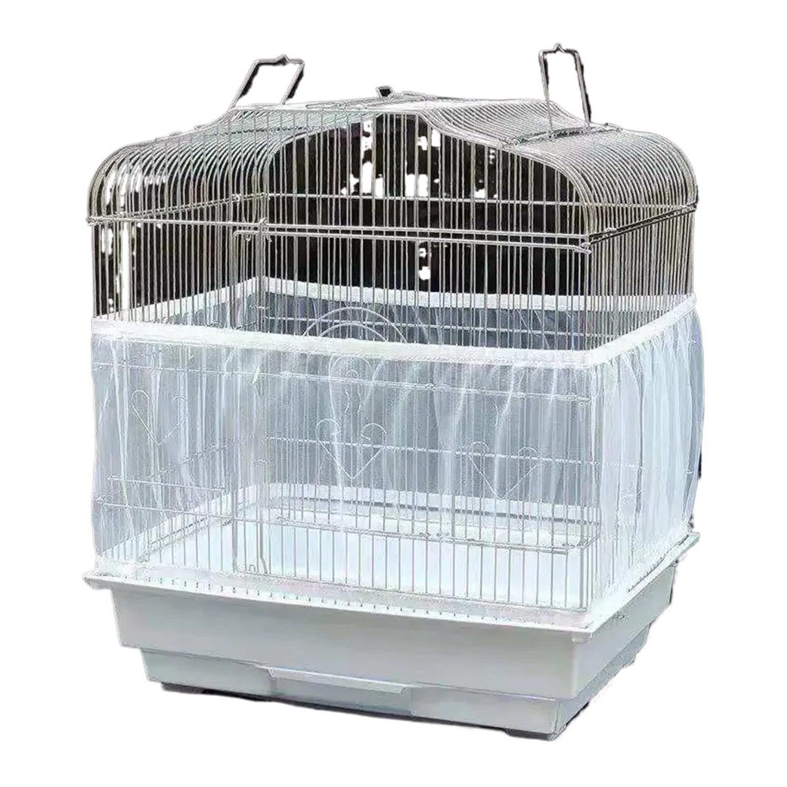PUYUNA Bird Cage Net Cover, Nylon Mesh Seed Catcher Easy Clean Multicolor Multiple Sizes(1pc White,H 55x L 190 250)