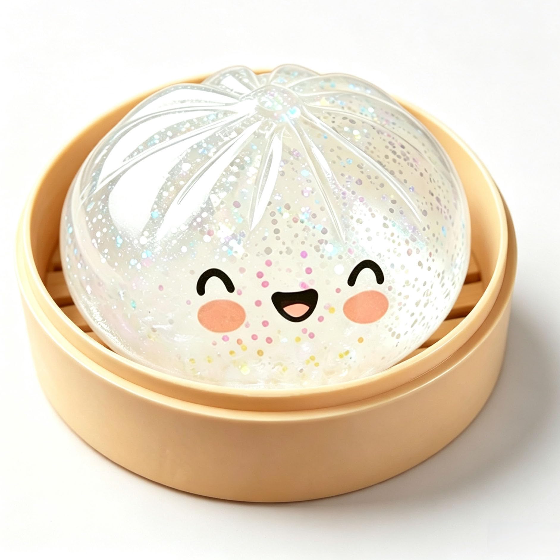 Giant Dumpling Squishies Toy, Mystery Color Decor Squishies, Cute Healing Smiley Face Toy, Cute Soft Glitter Calming Toy for Relaxation, Home Office (Ice white)